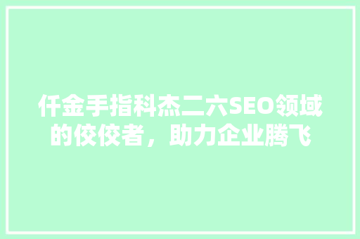 仟金手指科杰二六SEO领域的佼佼者，助力企业腾飞