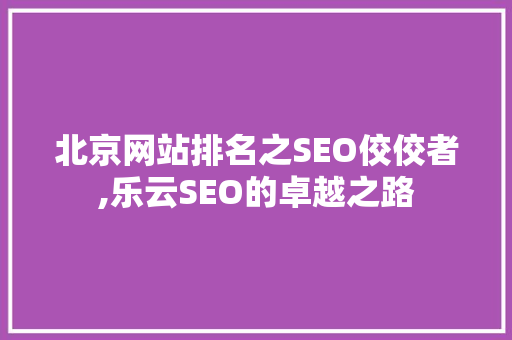 北京网站排名之SEO佼佼者,乐云SEO的卓越之路