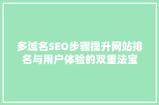 多域名SEO步骤提升网站排名与用户体验的双重法宝