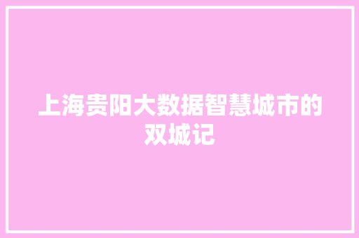 上海贵阳大数据智慧城市的双城记