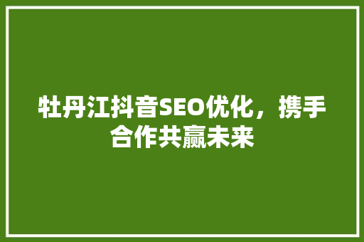 牡丹江抖音SEO优化，携手合作共赢未来