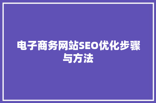 电子商务网站SEO优化步骤与方法