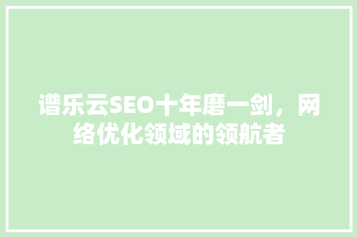 谱乐云SEO十年磨一剑，网络优化领域的领航者