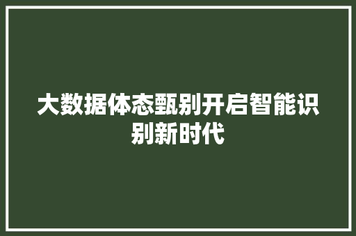 大数据体态甄别开启智能识别新时代