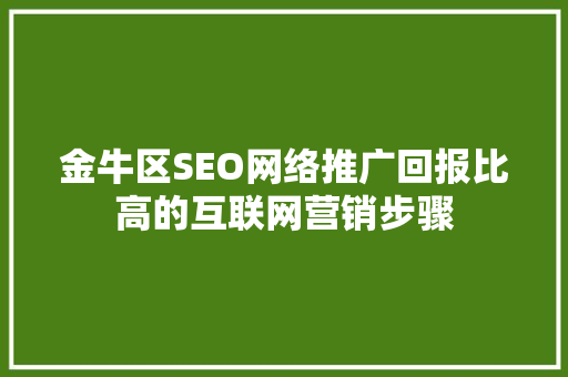 金牛区SEO网络推广回报比高的互联网营销步骤