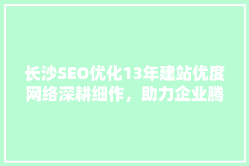 长沙SEO优化13年建站优度网络深耕细作，助力企业腾飞