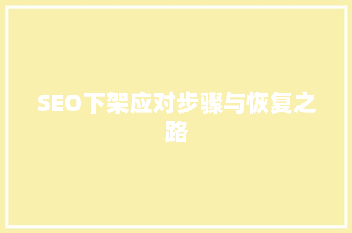 SEO下架应对步骤与恢复之路