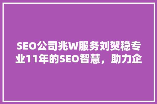 SEO公司兆W服务刘贺稳专业11年的SEO智慧，助力企业网络营销腾飞