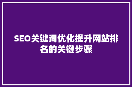 SEO关键词优化提升网站排名的关键步骤