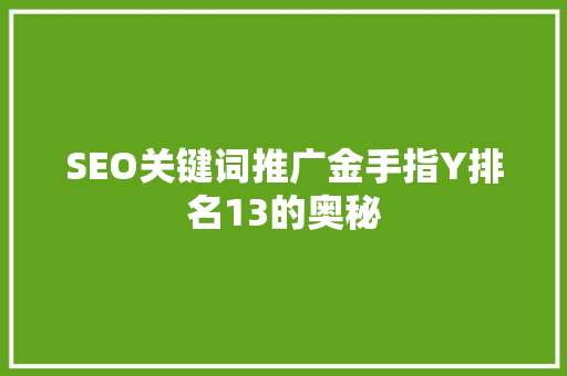 SEO关键词推广金手指Y排名13的奥秘