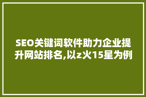 SEO关键词软件助力企业提升网站排名,以z火15星为例