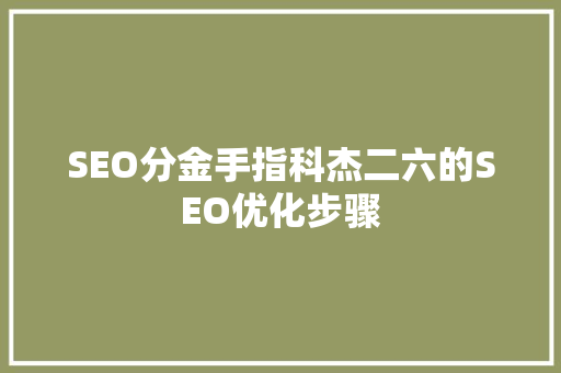 SEO分金手指科杰二六的SEO优化步骤