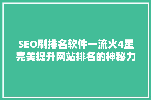 SEO刷排名软件一流火4星完美提升网站排名的神秘力量