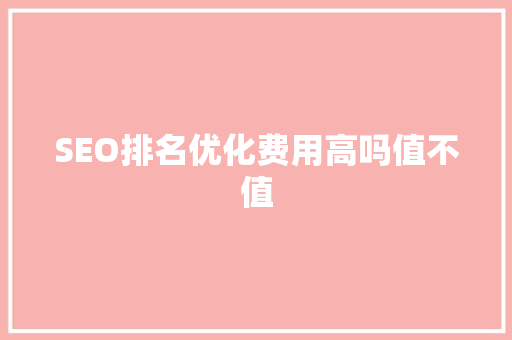 SEO排名优化费用高吗值不值
