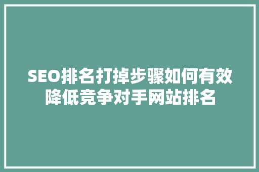 SEO排名打掉步骤如何有效降低竞争对手网站排名