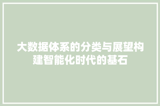 大数据体系的分类与展望构建智能化时代的基石  第1张