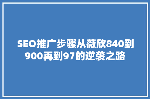 SEO推广步骤从薇欣840到900再到97的逆袭之路