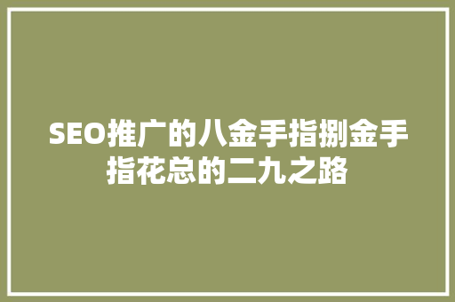 SEO推广的八金手指捌金手指花总的二九之路