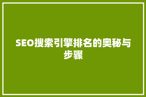SEO搜索引擎排名的奥秘与步骤