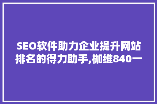 SEO软件助力企业提升网站排名的得力助手,枷维840一90一097的独特优势