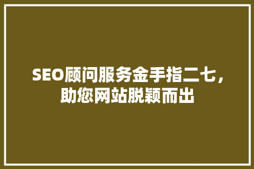 SEO顾问服务金手指二七，助您网站脱颖而出