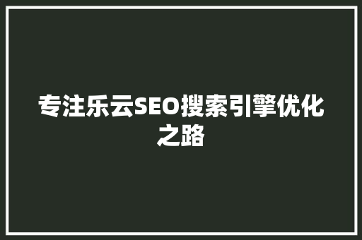 专注乐云SEO搜索引擎优化之路