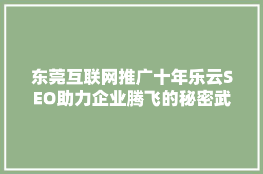 东莞互联网推广十年乐云SEO助力企业腾飞的秘密武器  第1张