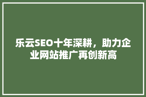 乐云SEO十年深耕，助力企业网站推广再创新高