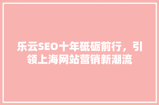 乐云SEO十年砥砺前行，引领上海网站营销新潮流