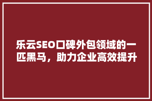 乐云SEO口碑外包领域的一匹黑马，助力企业高效提升搜索引擎排名