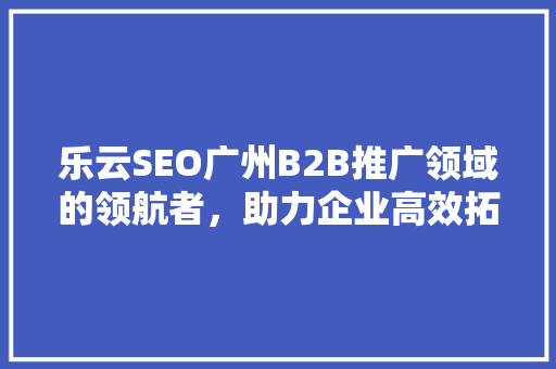 乐云SEO广州B2B推广领域的领航者，助力企业高效拓展市场