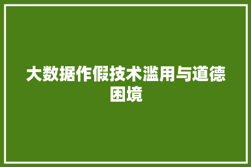 大数据作假技术滥用与道德困境  第1张
