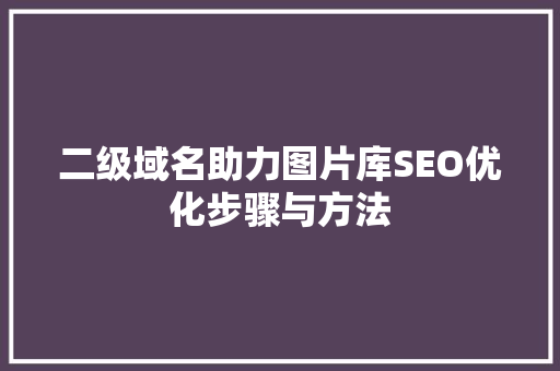 二级域名助力图片库SEO优化步骤与方法