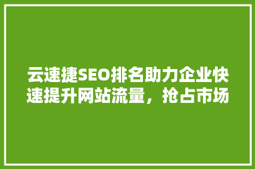云速捷SEO排名助力企业快速提升网站流量，抢占市场先机