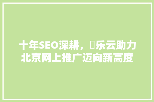 十年SEO深耕，乚乐云助力北京网上推广迈向新高度