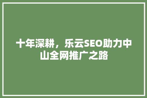 十年深耕，乐云SEO助力中山全网推广之路
