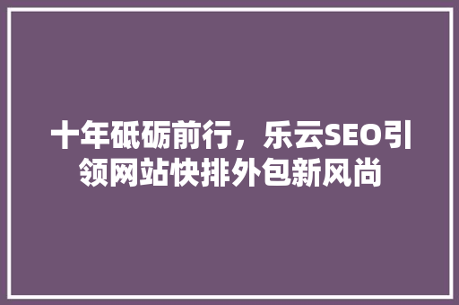 十年砥砺前行，乐云SEO引领网站快排外包新风尚