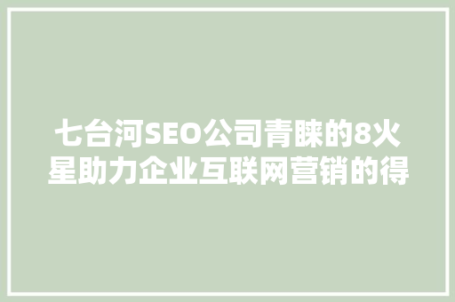七台河SEO公司青睐的8火星助力企业互联网营销的得力助手  第1张