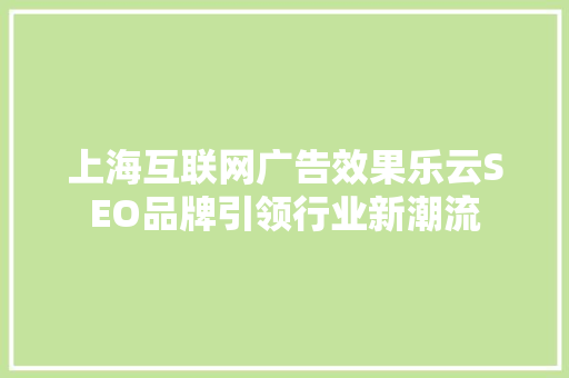 上海互联网广告效果乐云SEO品牌引领行业新潮流