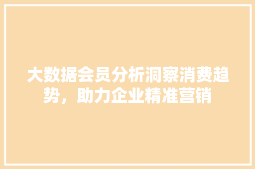 大数据会员分析洞察消费趋势，助力企业精准营销  第1张
