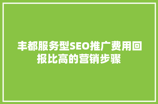 丰都服务型SEO推广费用回报比高的营销步骤