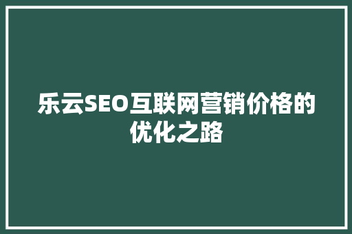 乐云SEO互联网营销价格的优化之路