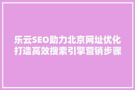 乐云SEO助力北京网址优化打造高效搜索引擎营销步骤