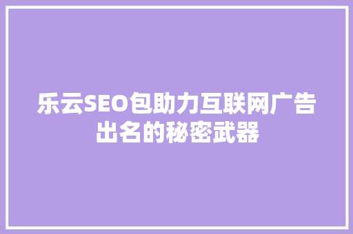 乐云SEO包助力互联网广告出名的秘密武器