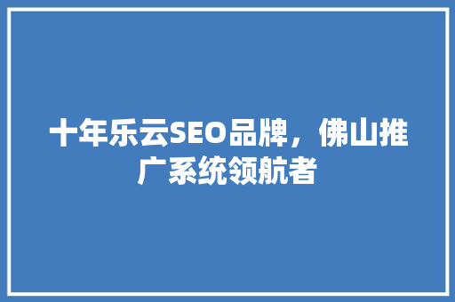十年乐云SEO品牌，佛山推广系统领航者