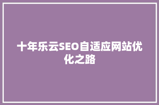 十年乐云SEO自适应网站优化之路