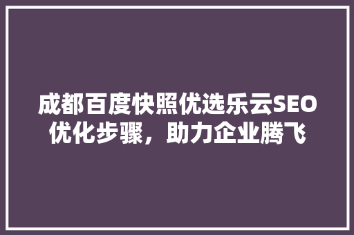 成都百度快照优选乐云SEO优化步骤，助力企业腾飞