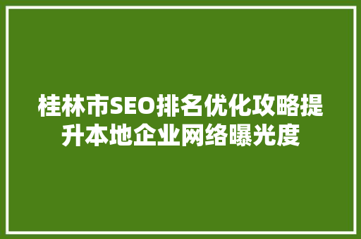 桂林市SEO排名优化攻略提升本地企业网络曝光度