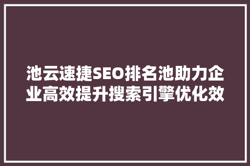 池云速捷SEO排名池助力企业高效提升搜索引擎优化效果