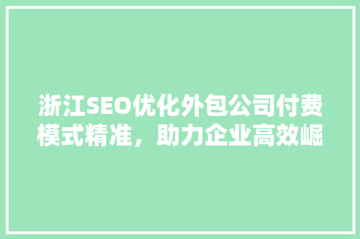 浙江SEO优化外包公司付费模式精准，助力企业高效崛起